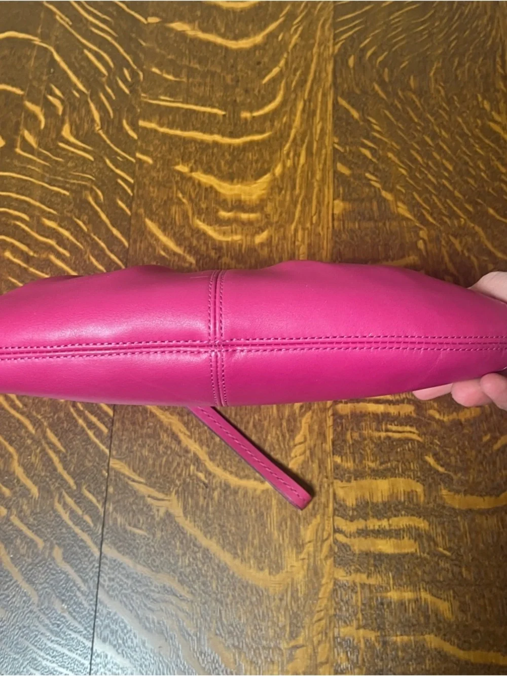 Coach Pleated Hot Pink Leather Large Wristlet Clutch